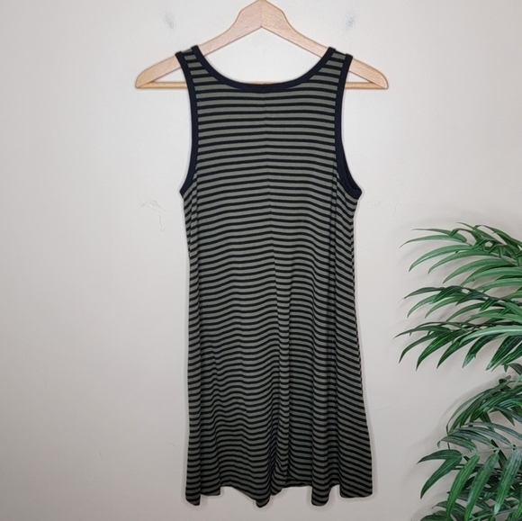 Old Navy | Olive Green & Black Striped Tank Dress Size Small - Picture 5 of 6